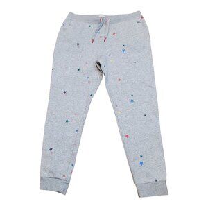 JOULES SZ 12 US Kirsten Soft Jersey Relaxed Fit Jogger Embroidered Stars on Gray